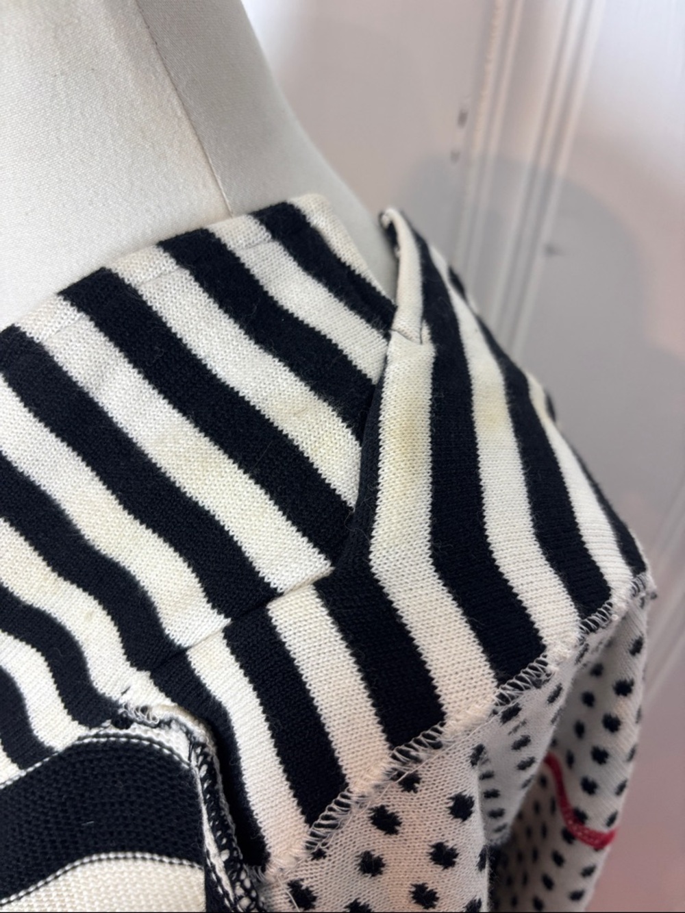BETTY BARCLAY Polka Dot & Stripe Knit Cardigan 100% Cotton | Size EU 36 / US 6 - Picture 7 of 11